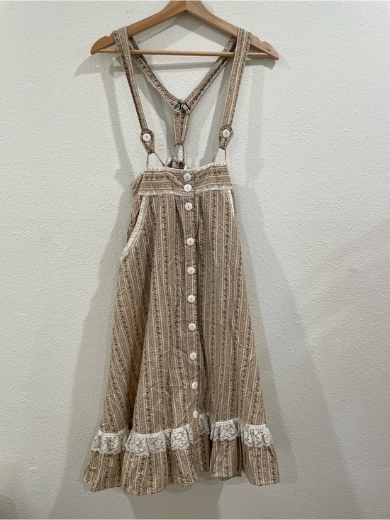 Gunne Sax Dresses & Skirts - Vintage 70s Gunne Sax Floral Lace Prairie Suspender Dress Ruffle Cottagecore XS